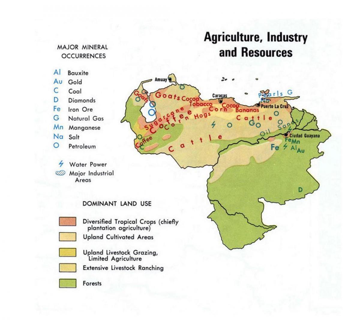 mapa ng venezuela natural na mga mapagkukunan