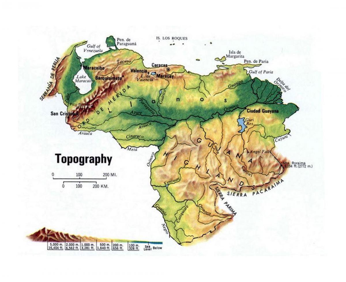 mapa ng venezuela topographic